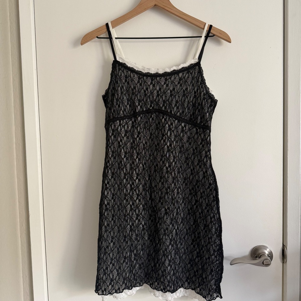Wild Fable Black White Layered Lace Mini Y2K Whimsygoth Festival Party